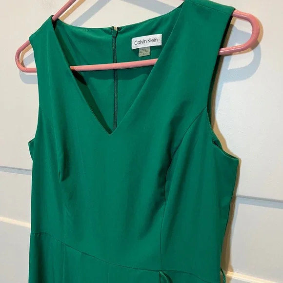 Calvin Klein Women's Green Sleeveless V-Neck Wide Leg Jumpsuit Size 4 Career - Picture 12 of 13